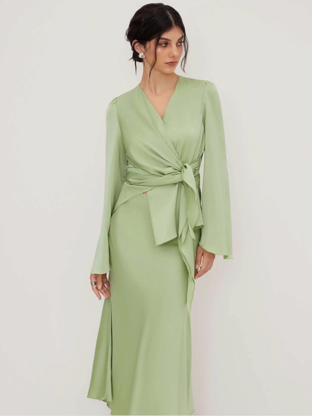 Sage Green Wrap Maxi Skirt - Unbranded - Picture 2 of 2